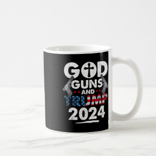 Caneca De Café Deus Armas E Trump 2024 Bandeira Americana