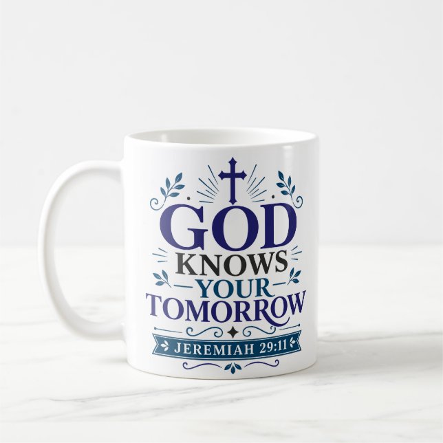 Caneca De Café Deus Conhece Sua Verdade Bíblica de Amanhã Citação (Esquerda)