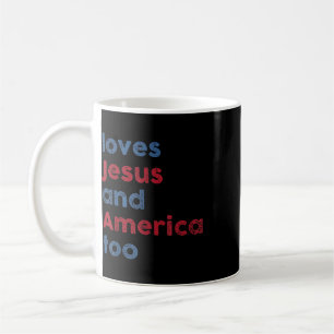 Caneca De Café Deus Cristão 4 De Julho Ama Jesus E América 