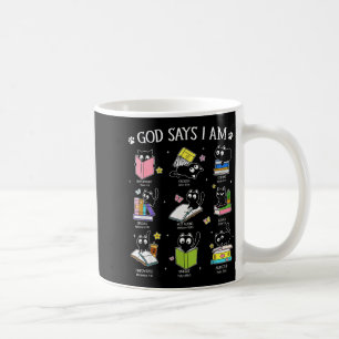 Caneca De Café Deus Diz Eu Sou Amante de Livros de Gato Cristão F