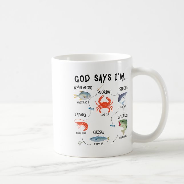 Caneca De Café Deus Diz Que Estou Pescando Versículo Bíblico Chri (Direita)