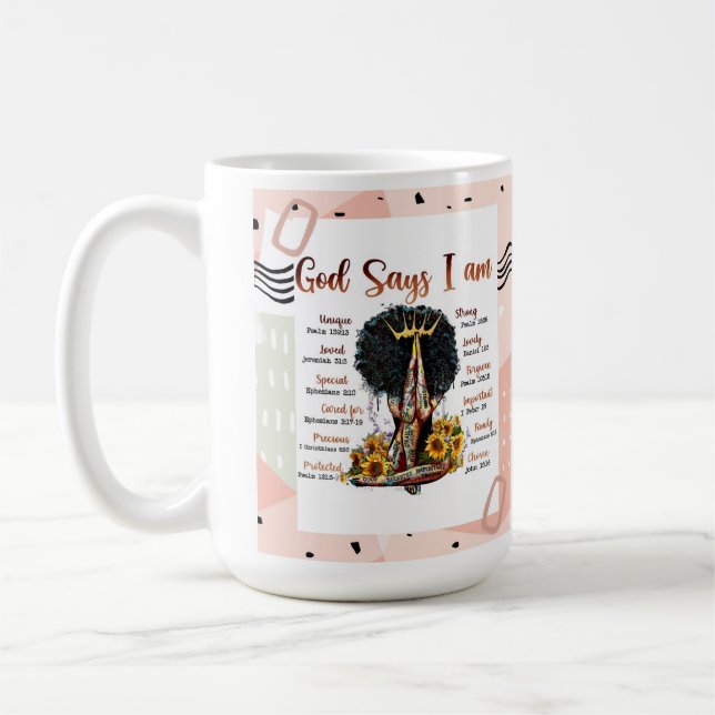 Caneca De Café Deus Diz Que Sou Cristã Melanina Sista Negra (Esquerda)