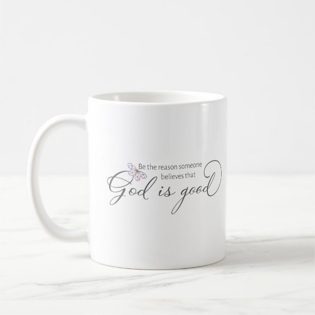 Caneca De Café Deus é a boa borboleta roxa (Esquerda)