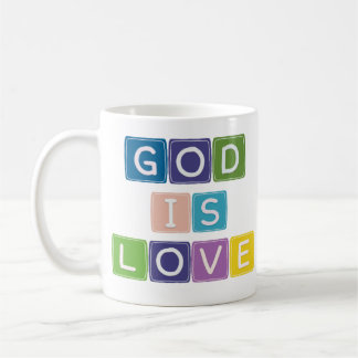 Caneca De Café Deus É Amor Blocos Coloridos