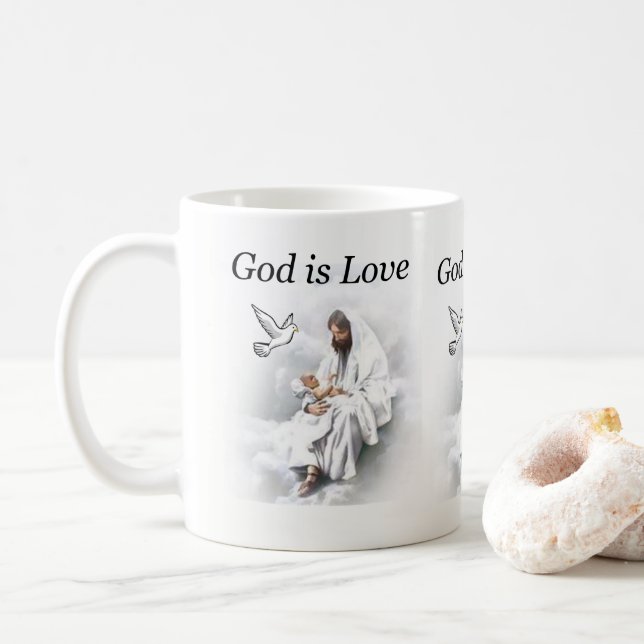 Caneca De Café Deus é amor, Jesus Mug (Com Donut)