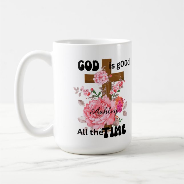 Caneca De Café Deus é bom o tempo todo dizer cristão  (Esquerda)