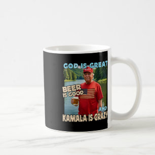 Caneca De Café Deus É Cerveja Excelente É Boa E Kamala É Louca