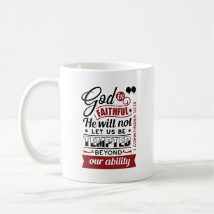 Caneca De Café Deus É Fiel – 1 Coríntios 10:13 Versículo Bíblico