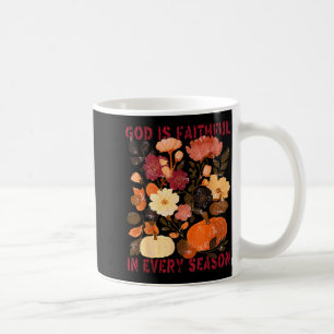 Caneca De Café Deus é Fiel em Todas as Estações Floral Outono Cri