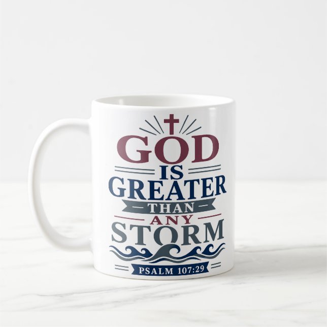 Caneca De Café Deus É Maior Que Qualquer Tempestade Elegante Fé (Esquerda)