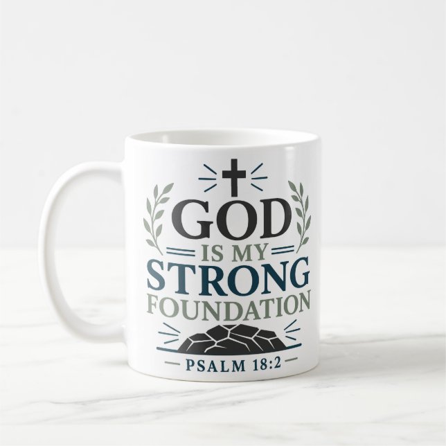 Caneca De Café Deus É Minha Base Forte Citação de Fé (Esquerda)