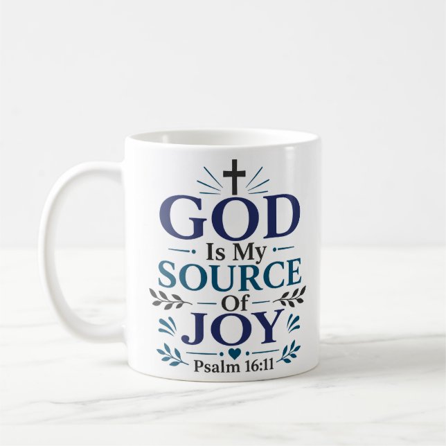 Caneca De Café Deus É Minha Fonte De Alegria Cota Daily Devotiona (Esquerda)