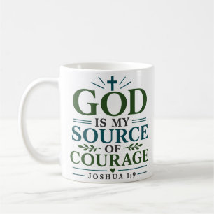Caneca De Café Deus É Minha Fonte De Coragem Citação Cristã Boho
