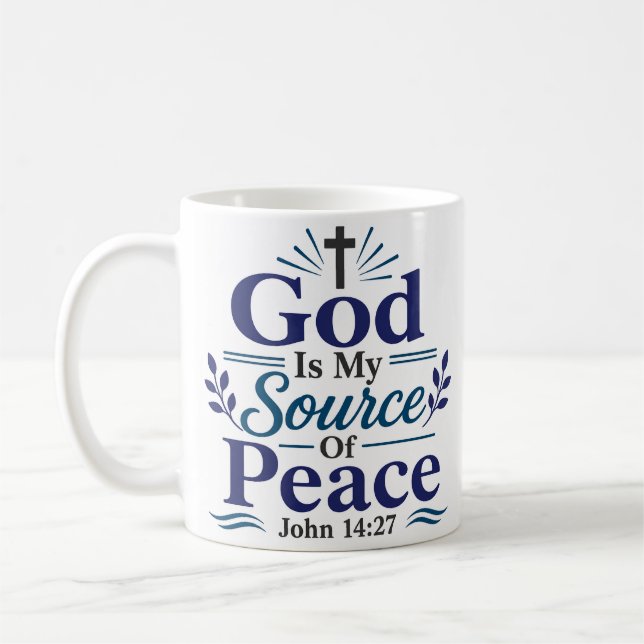 Caneca De Café Deus É Minha Fonte De Paz Citação Devocional Matin (Esquerda)
