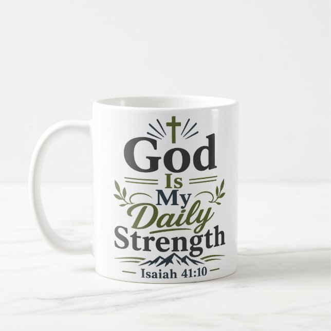 Caneca De Café Deus É Minha Força Diária Citação Bíblica Moderna (Esquerda)