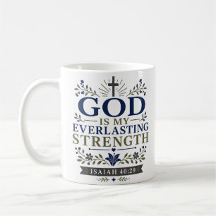 Caneca De Café Deus É Minha Força Eterna Versículo Bíblico Vintag