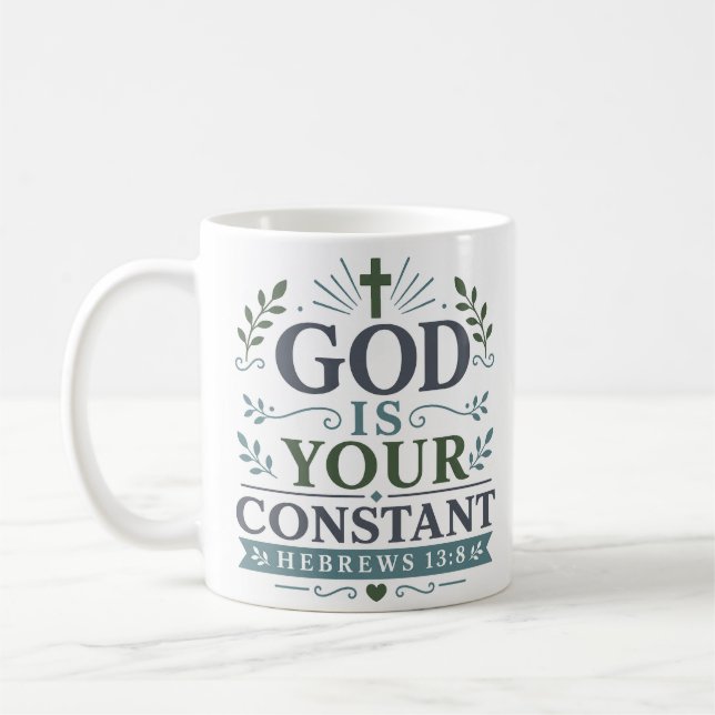 Caneca De Café Deus É Sua Constante Citação de Fé Inspiradora (Esquerda)