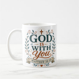 Caneca De Café Deus Está Contigo Citação Cristã Inspiradora