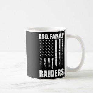 Caneca De Café Deus. Família. Raiders. Bandeira Antiga dos EUA 