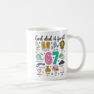 Caneca De Café Deus Fez Primeiro 67 Seis Sete Meme Jesus Cristo B