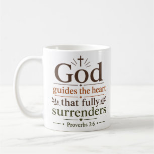 Caneca De Café Deus Guia o Coração que se Rende Totalmente Cristã