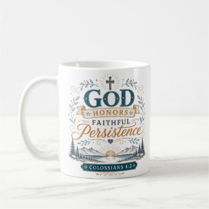 Caneca De Café Deus Honra a Persistência Fiel Citação Cristã