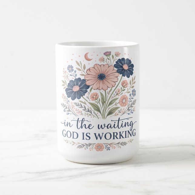 Caneca De Café Deus Inspirador Está Esperando (Centro)
