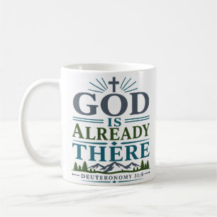 Caneca De Café Deus Já Está Lá Citação Cristã Moderna