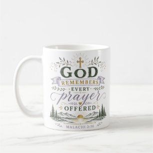 Caneca De Café Deus lembra-se de cada oração oferecida Citação Cr