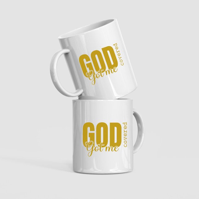 Caneca De Café Deus Me Cobriu - Tea Cristã Inspiradora (Criador carregado)