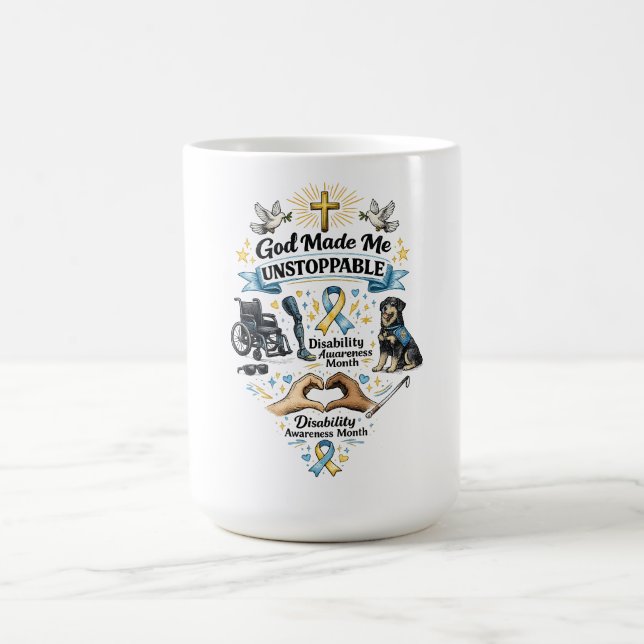 Caneca De Café Deus Me Fez Imparável – Dia da Conscientização sob (Centro)
