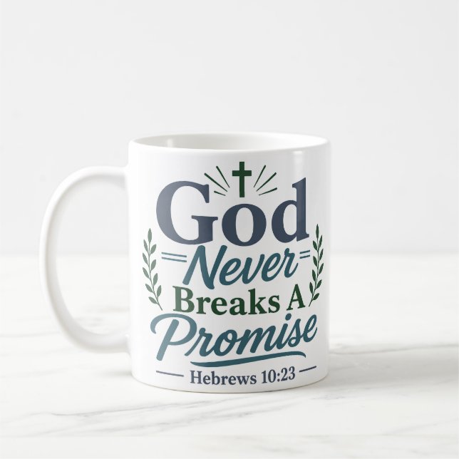 Caneca De Café Deus Nunca Quebra Uma Promessa Fé Bíblica (Esquerda)