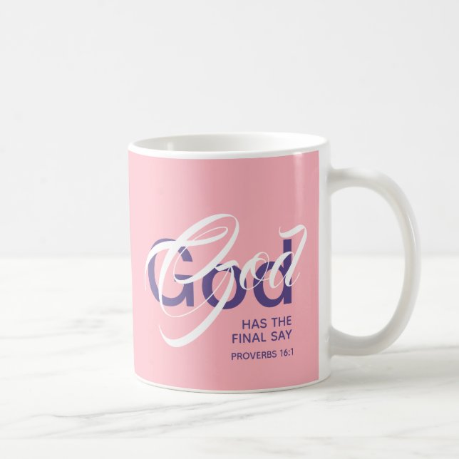Caneca De Café DEUS TEM A ÚLTIMA Escritura de Monograma Rosa (Direita)