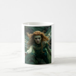 Caneca De Café Deusa Alienigena da Floresta – Mulher Alada Verde 