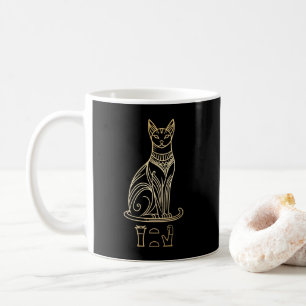 Caneca De Café Deusa de Gato Egípcia. Nome em hieroglifos