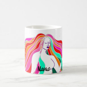 Caneca De Café Deusa multi-colorida de cabelos longos Thunder_Cov