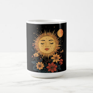 Caneca De Café Deusa Solar Celestial com Florais em Flor