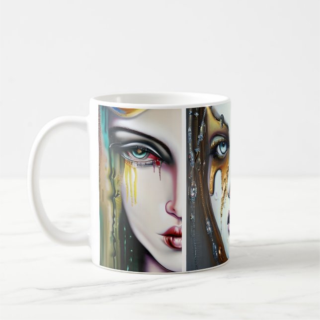 Caneca De Café Deusas Douradas Arte de IA (Esquerda)