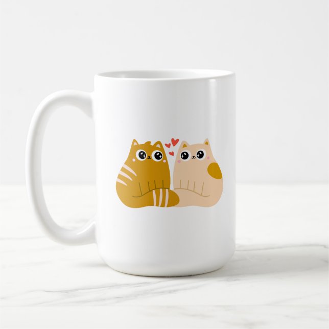 Caneca De Café Deux chats qui s'aiment. (Esquerda)