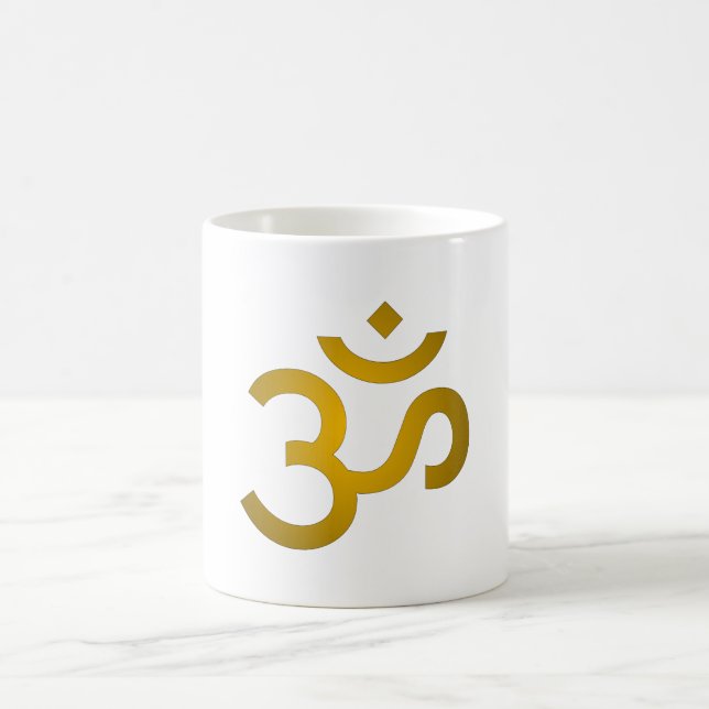 Caneca De Café Devanagari om - Branco (Centro)