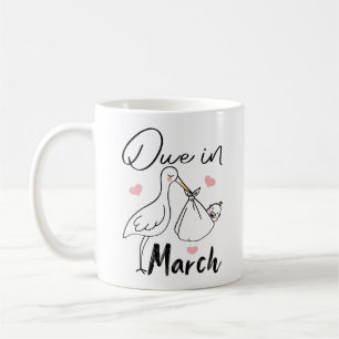 Caneca De Café Devido Em Março Cisne Fofo Carregando Um Bebê Novo