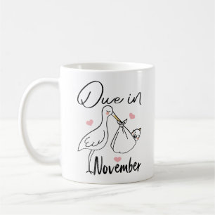 Caneca De Café Devido Em Novembro Cisne Fofo Carregando Um Novo D