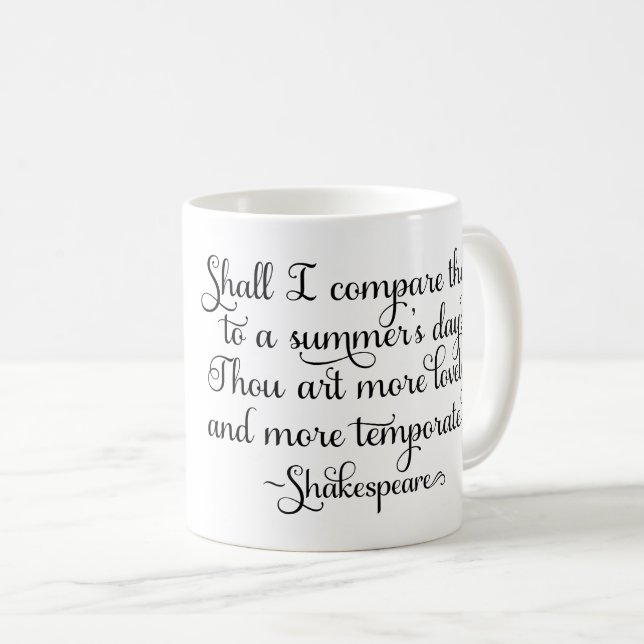 Caneca De Café Devo comparar o dia de verão - Shakespeare (Frente Esquerda)