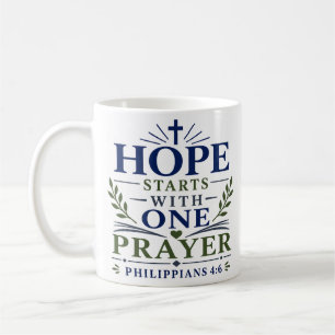 Caneca De Café Devoção Cristã A Esperança Começa Com Uma Oração