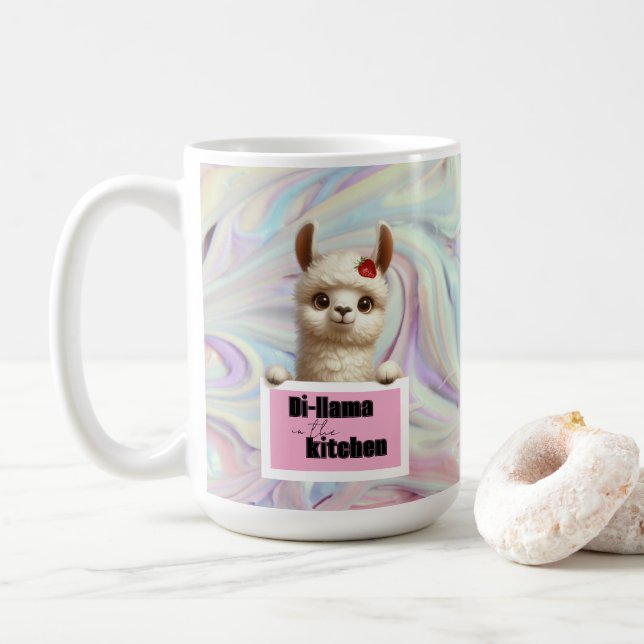 Caneca De Café Di-llama na Cozinha (Com Donut)