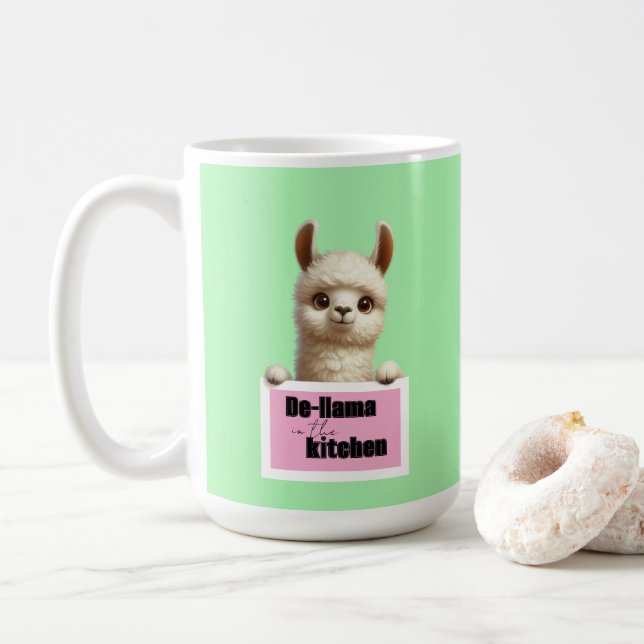 Caneca De Café Di-llama na Cozinha (Com Donut)