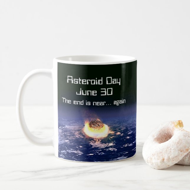 Caneca De Café Dia Asteroide 30 de junho (Com Donut)