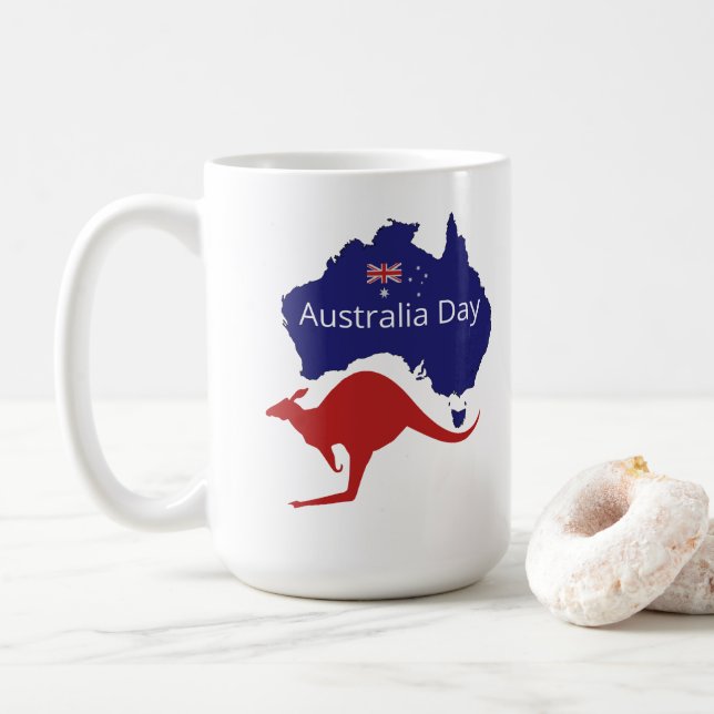 Caneca De Café Dia da Austrália Canguru (Com Donut)