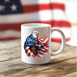 Caneca De Café Dia da Independência Águia Patriótica na Bandeira