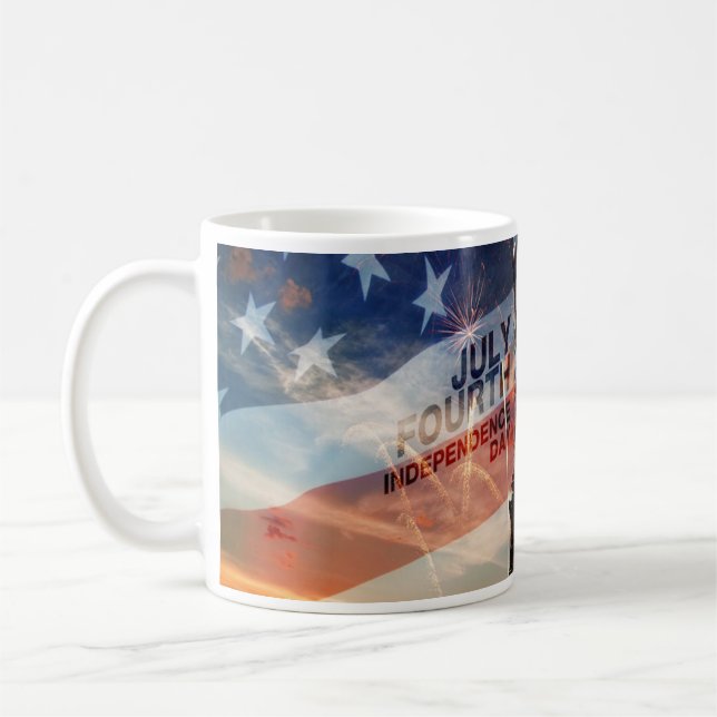 Caneca De Café Dia da Independência Patriótica Senhora Liberdade  (Esquerda)
